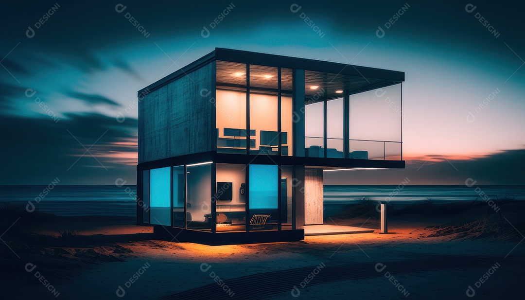 Retrato realista de uma Casa sobre natureza