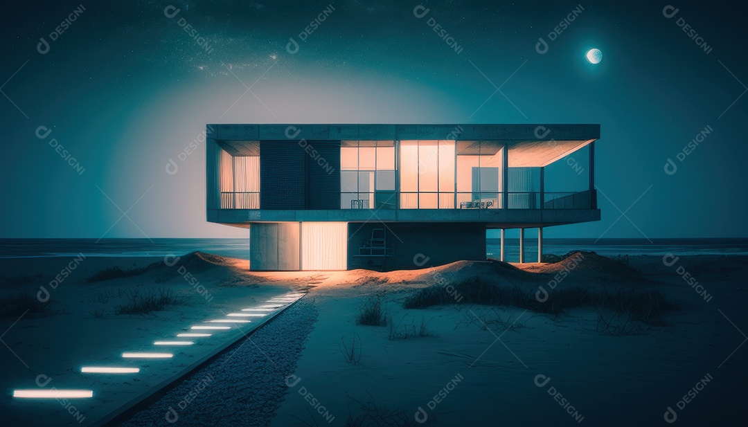 Retrato realista de uma Casa sobre natureza