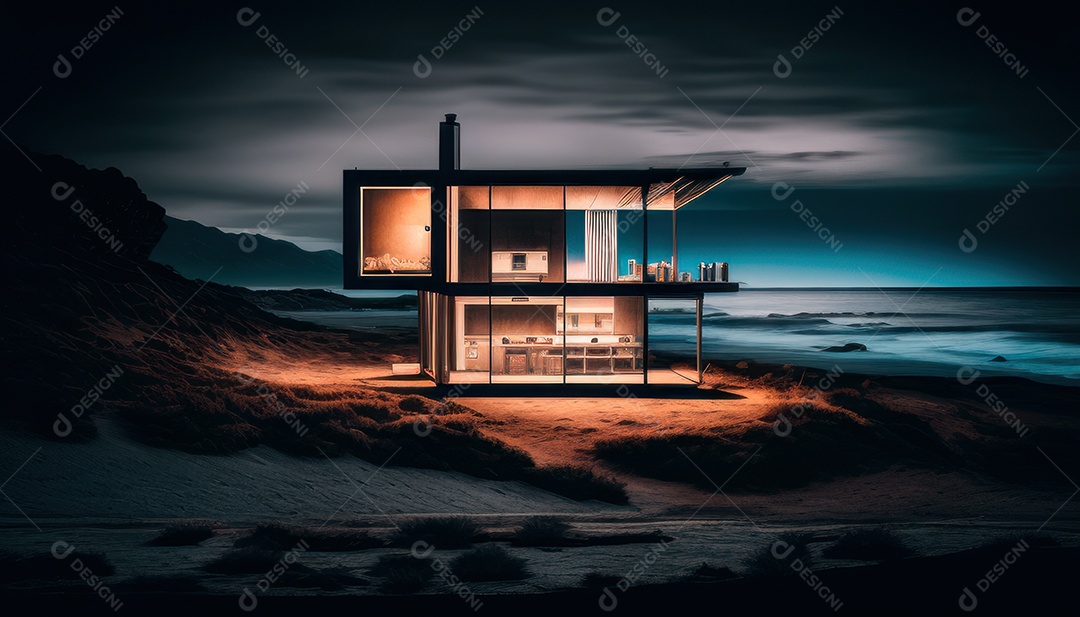 Retrato realista de uma Casa sobre natureza