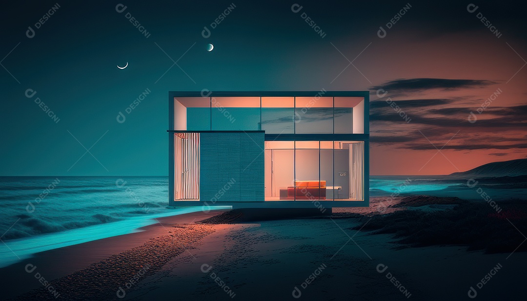 Retrato realista de uma Casa sobre natureza