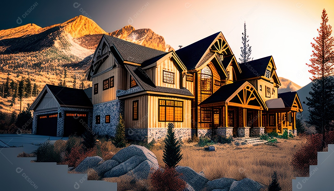 Retrato realista de uma Casa sobre natureza