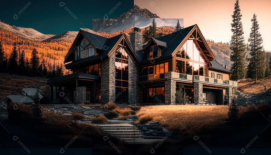 Retrato realista de uma Casa sobre natureza