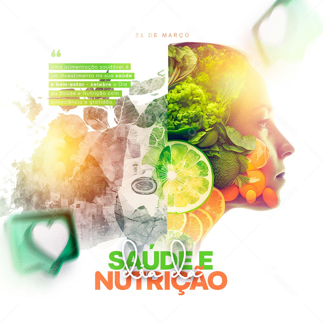 Uma Alimentação Saudável É Um Investimento Na Sua Saúde Dia da Saúde e Nutrição Social Media PSD Editável