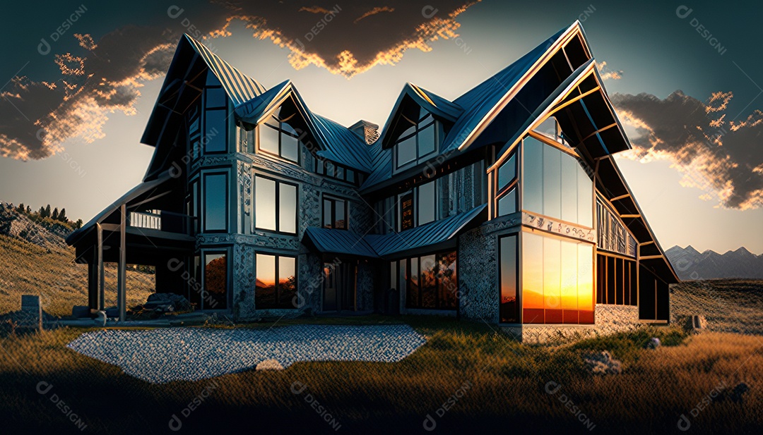 Retrato realista de uma Casa sobre natureza