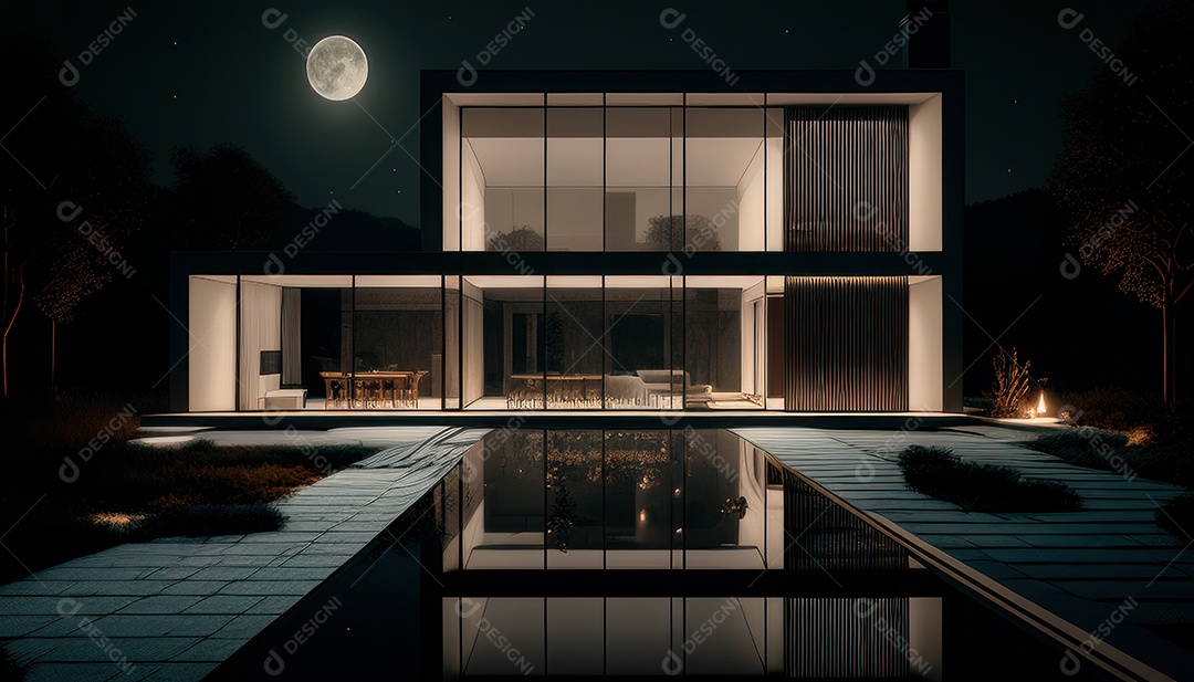 Retrato realista de uma Casa sobre natureza