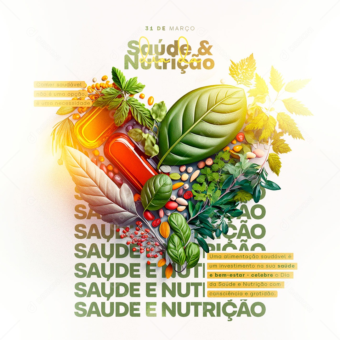 Comer Saudável Não é Uma Opção Dia da Saúde e Nutrição Social Media PSD Editável