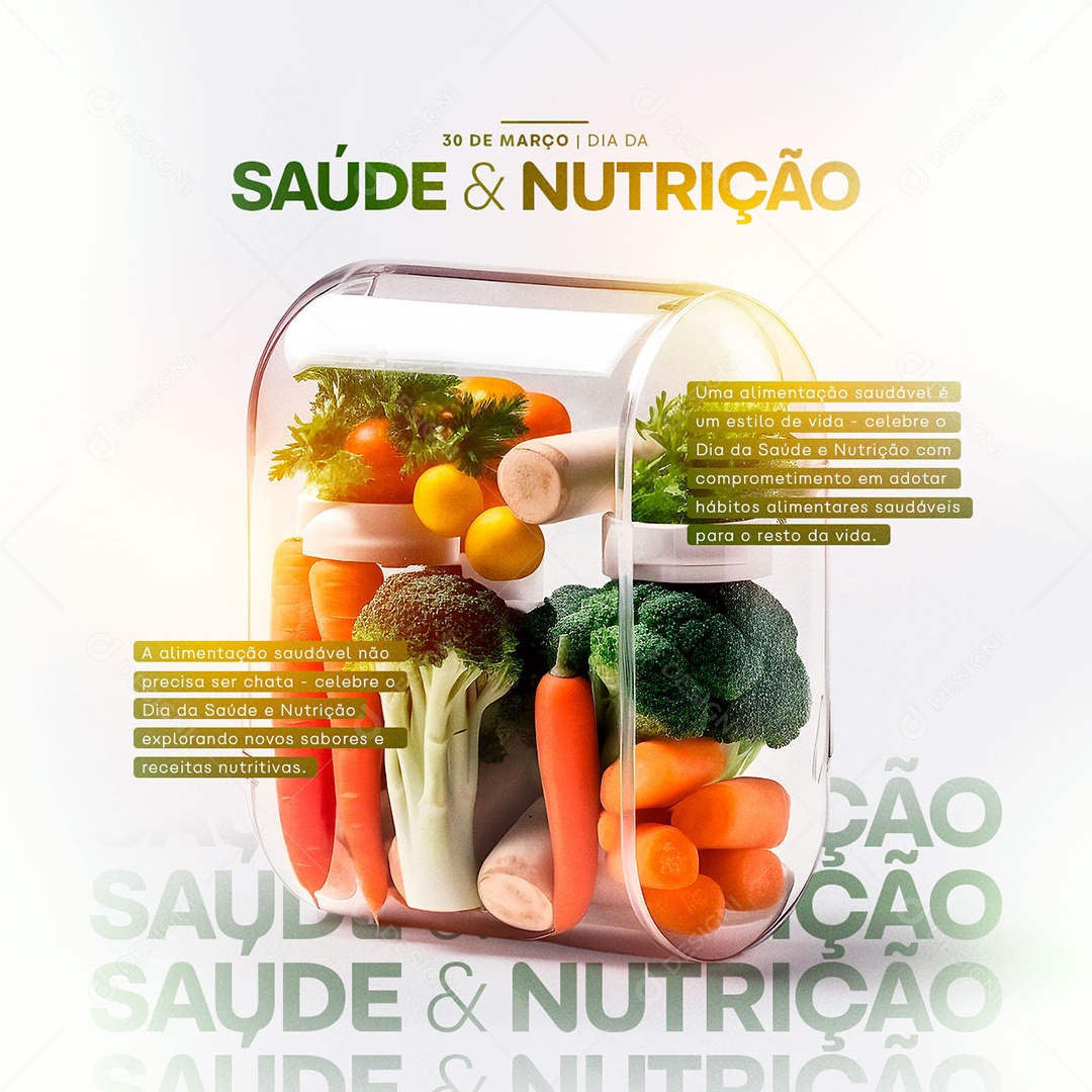 A Alimentação Saudável Não Precisa Ser Chata Dia da Saúde e Nutrição Social Media PSD Editável