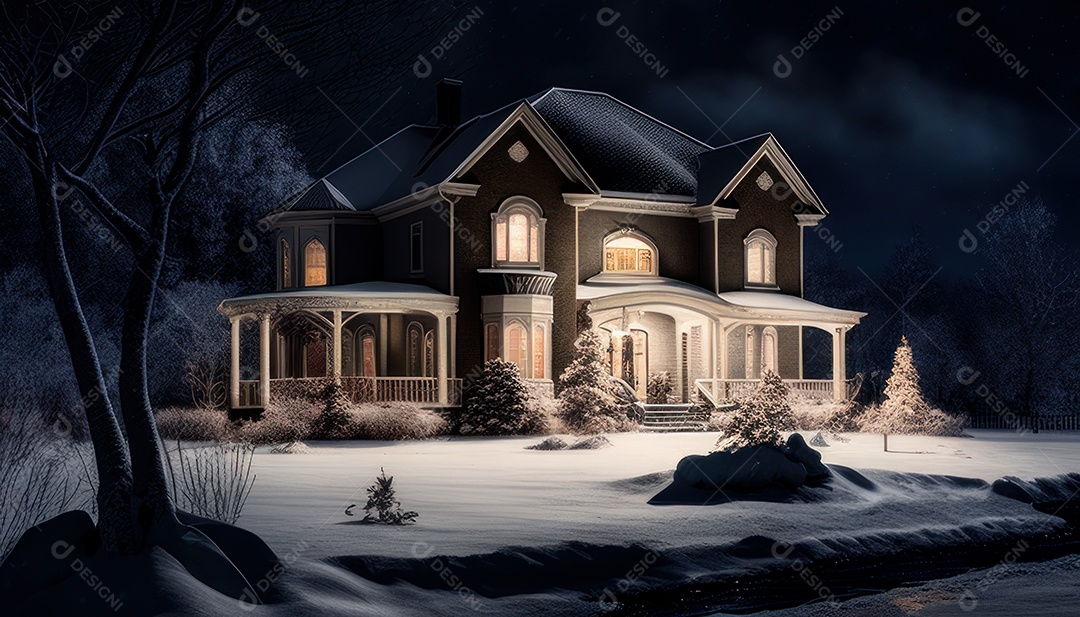 Retrato realista de uma Casa sobre natureza