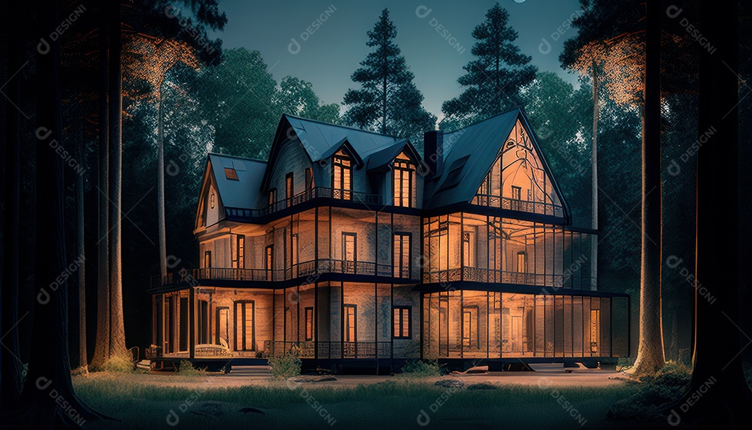 Retrato realista de uma Casa sobre natureza