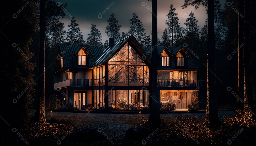 Retrato realista de uma Casa sobre natureza