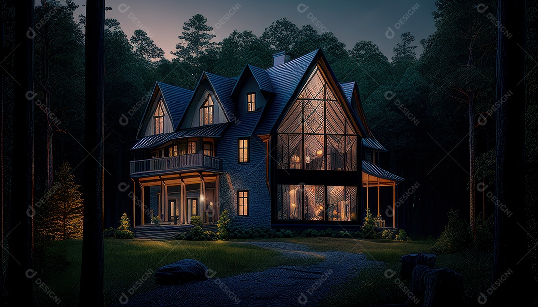 Retrato realista de uma Casa sobre natureza