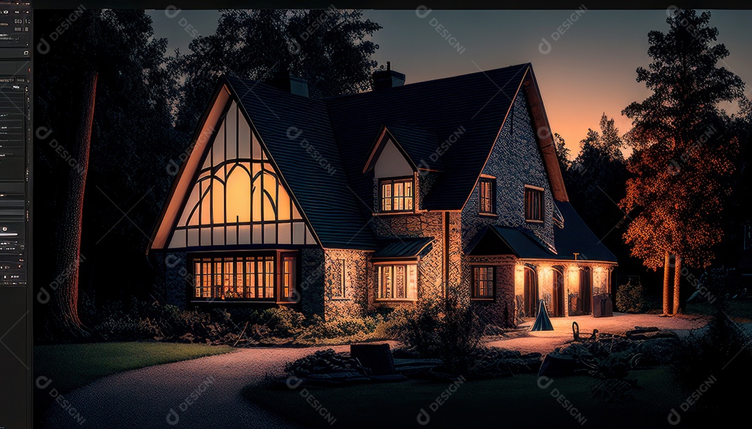 Retrato realista de uma Casa sobre natureza