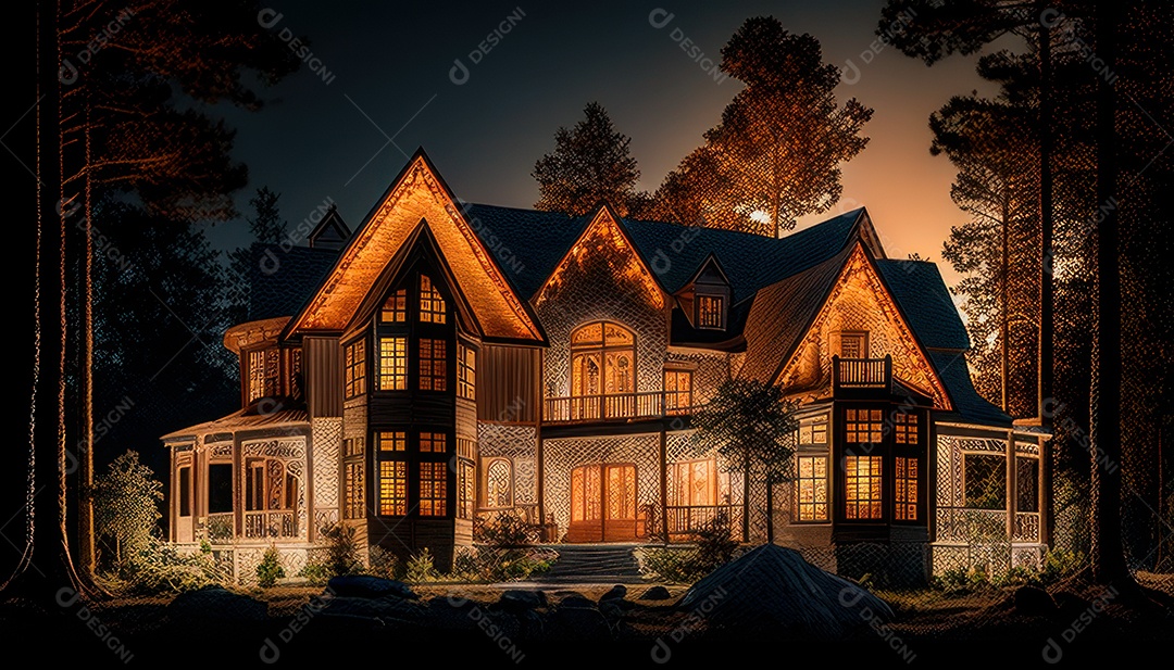 Retrato realista de uma Casa sobre natureza