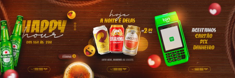 Carrossel Happy Hour Hoje a Noite é Delas Social Media PSD Editável