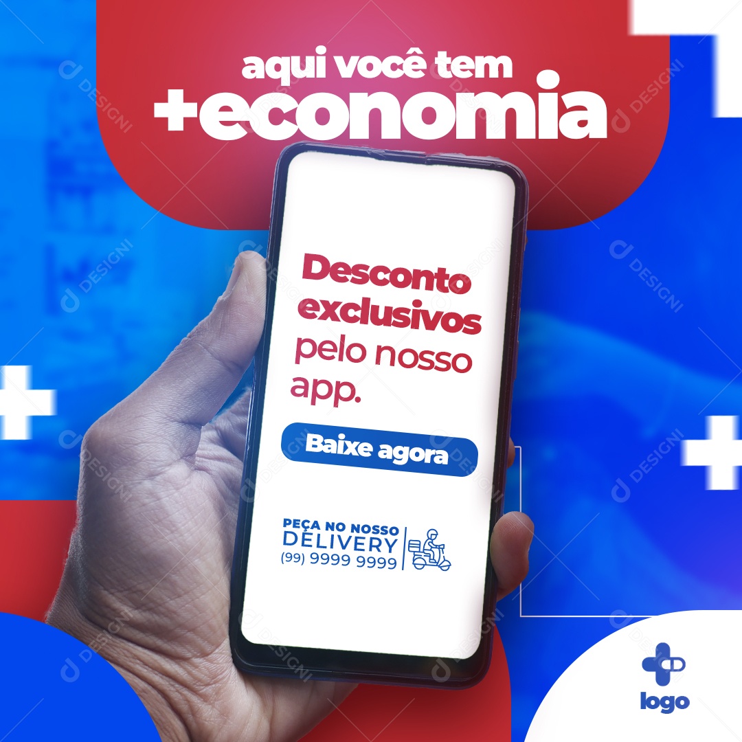 Aqui Você Tem + Economia Social Media PSD Editável