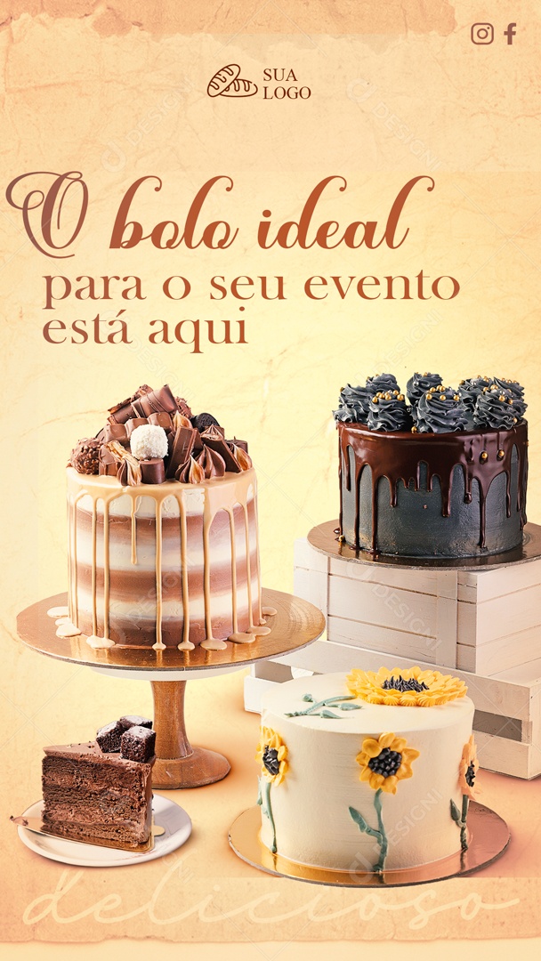 Story O Bolo Ideal Para Seu Evento Está Aqui Social Media PSD Editável