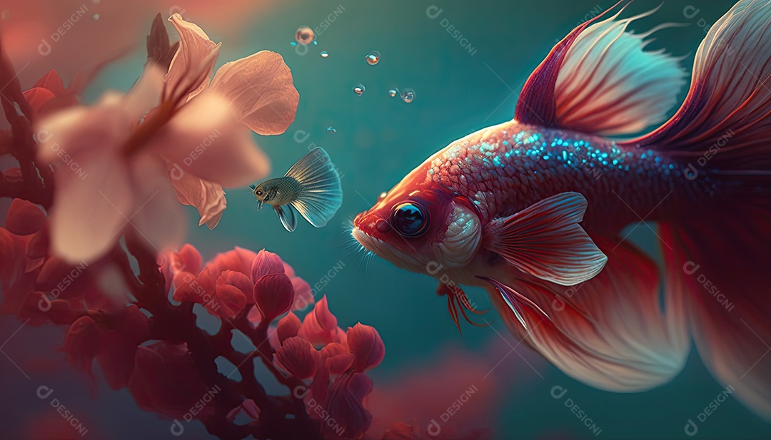 Ilustração de peixes beta.