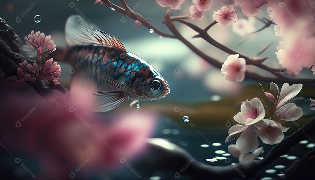 Ilustração de peixes beta.