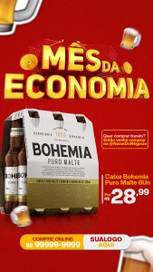 Social Media Cerveja Bohemia Puro Malte Mês da Economia PSD Editável