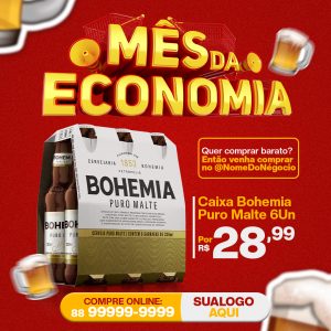 Social Media Cerveja Bohemia Puro Malte Mês da Economia PSD Editável