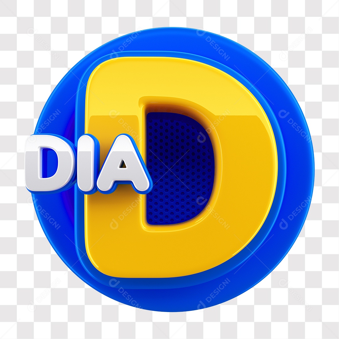 Dia D Selo 3D Azul Para Composição PNG Transparente