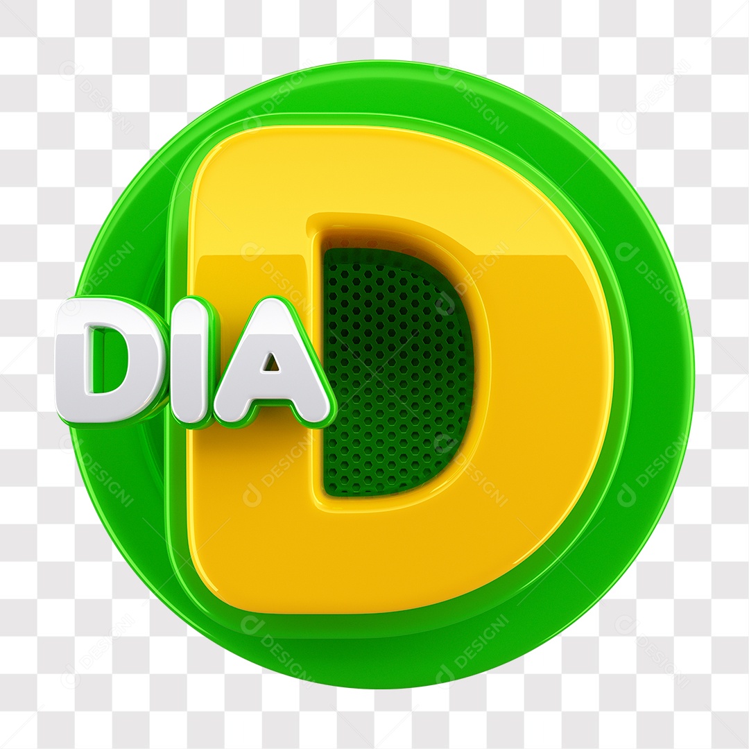 Dia D Selo 3D Verde Para Composição PNG Transparente