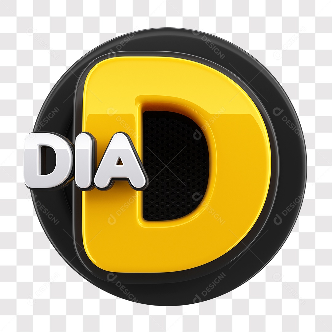 Dia D Selo 3D Preto Para Composição PNG Transparente