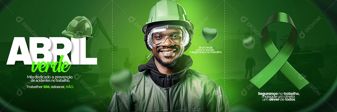 Sinal Verde Para A Saúde E Segurança no Trabalho Carrossel Abril Verde Social Media PSD Editável