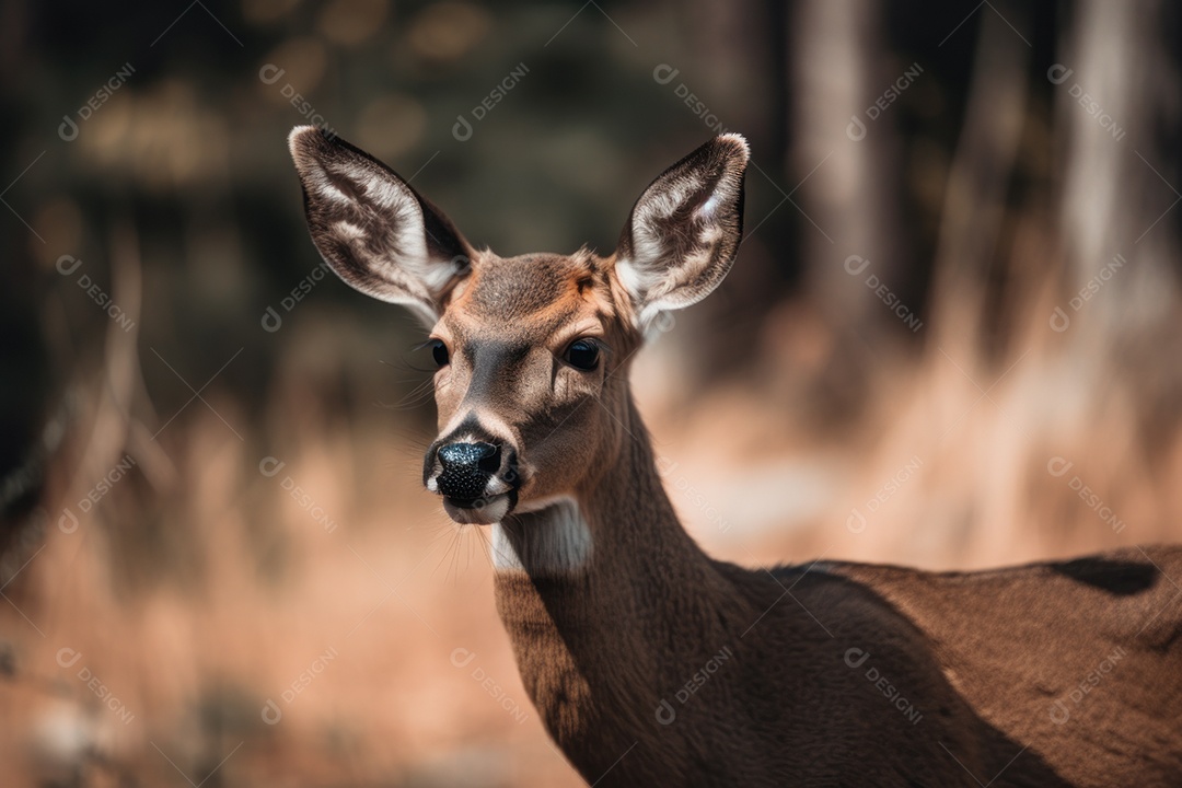 Linda imagem com foco em um cervo selvagem