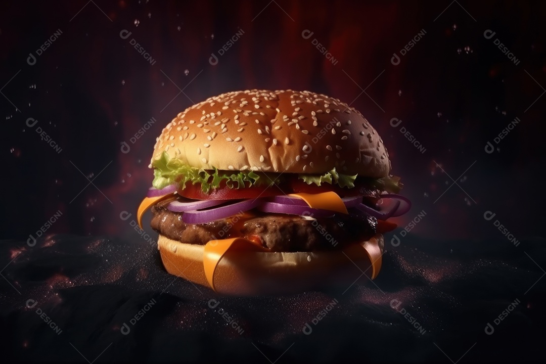 Hambúrguer enorme delicioso e saboroso