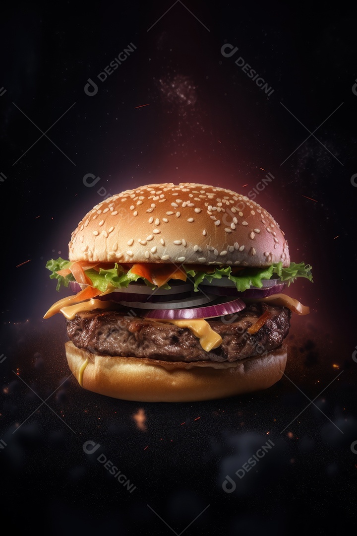 Hambúrguer enorme delicioso e saboroso