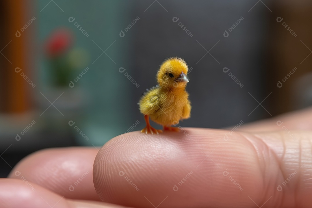 Passarinho em cima de uma mão humana