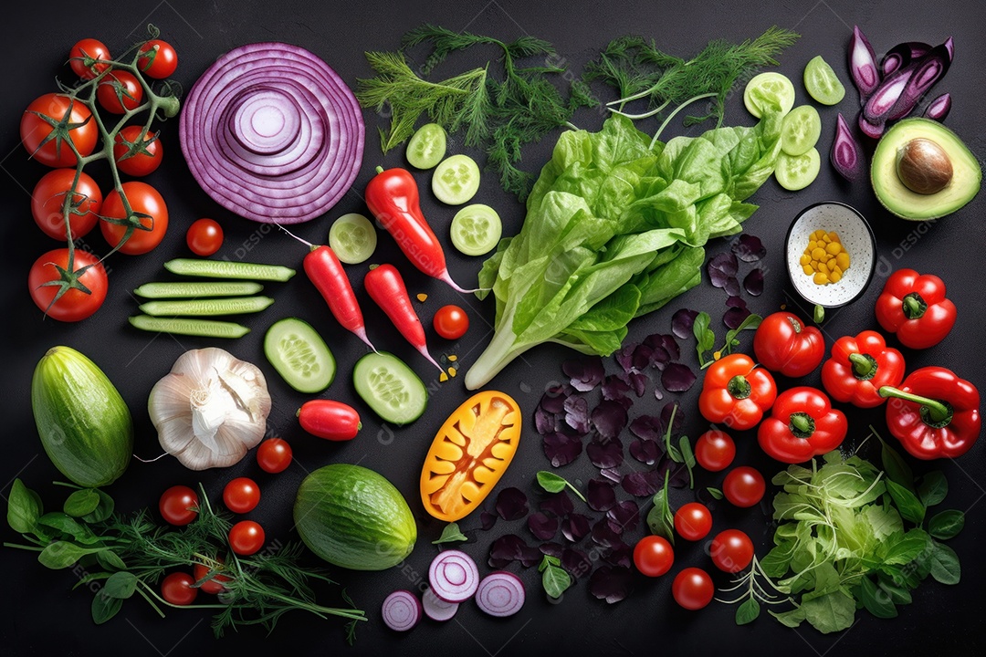 Salada vegetais knolling nutricionista