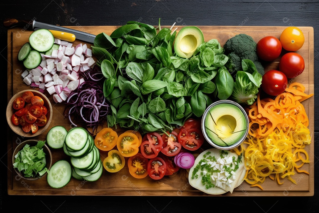 Salada vegetais knolling nutricionista