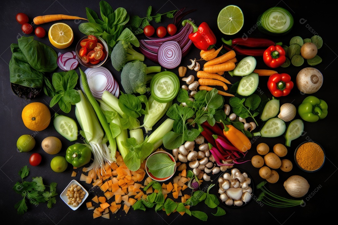 Salada vegetais knolling nutricionista