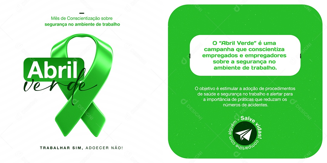 Abril Verde, Mês de Conscientização Sobre Segurança e Saúde no Trabalho Social Media PSD Editável