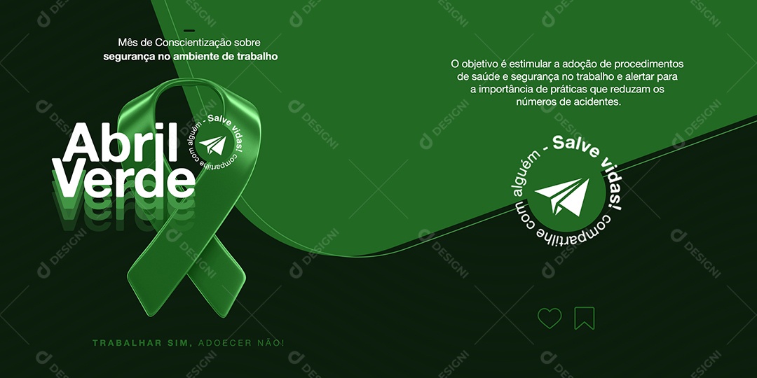Abril Verde, Mês de Conscientização Sobre Segurança e Saúde no Trabalho Social Media PSD Editável