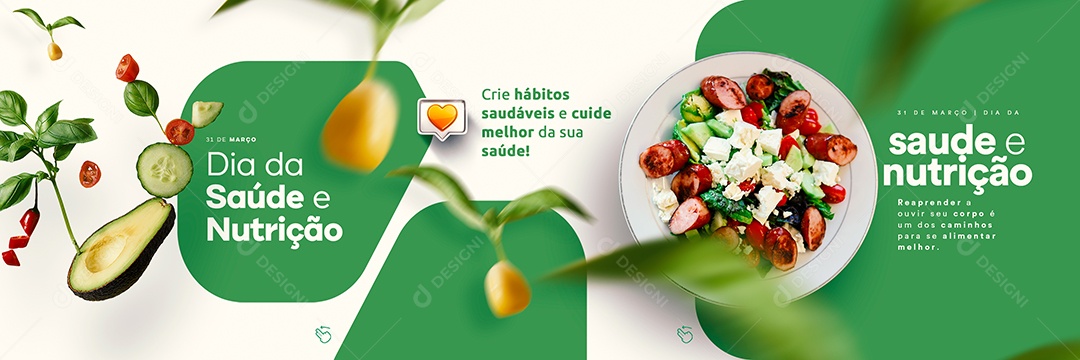 Crie Hábitos Saudáveis e Cuide Melhor Da Sua Saúde Dia da Saúde e Nutrição Carrossel Social Media PSD Editável