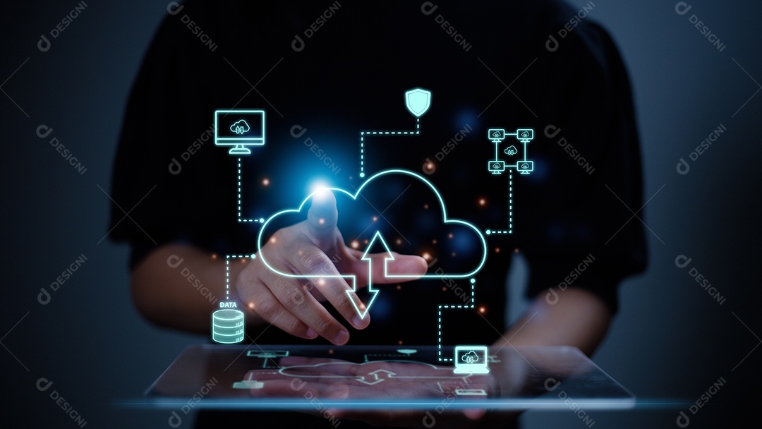 Conceito de computação em nuvem Computação em nuvem virtual com mundo