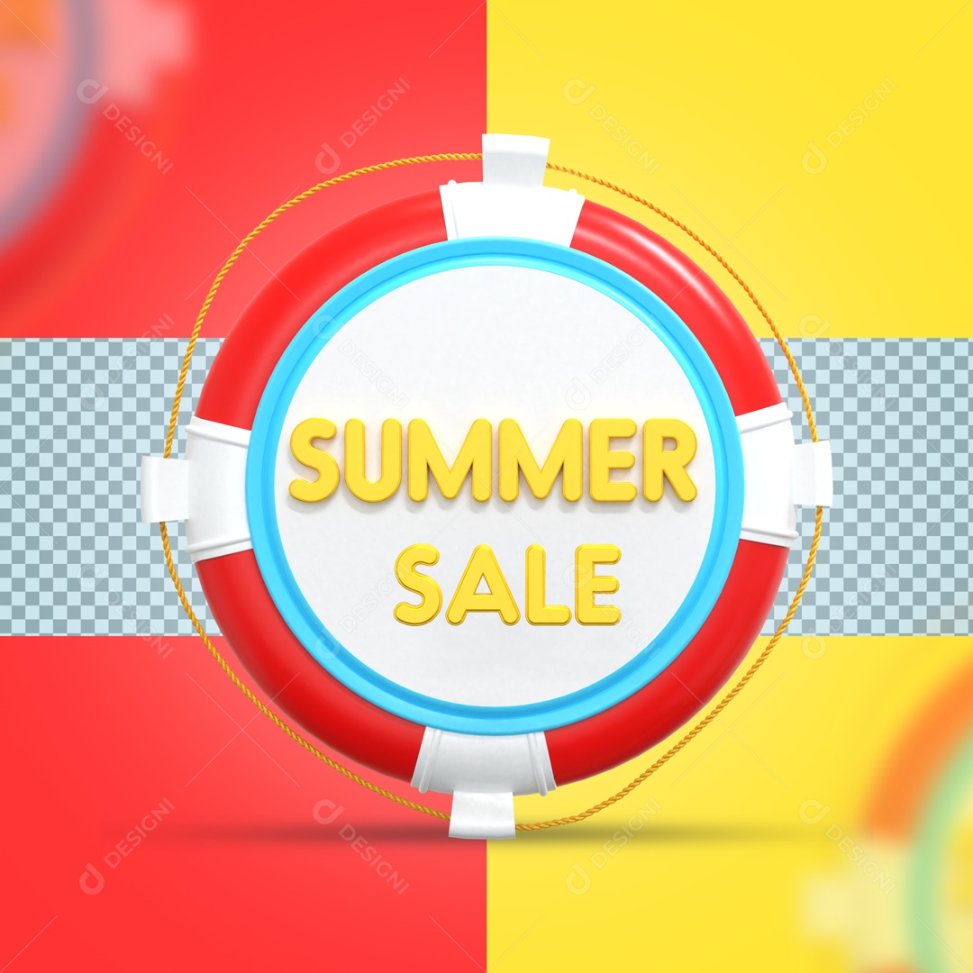 Elemento De Boia Salva Vidas E Liquidação De Verão Para Composição 3D PSD