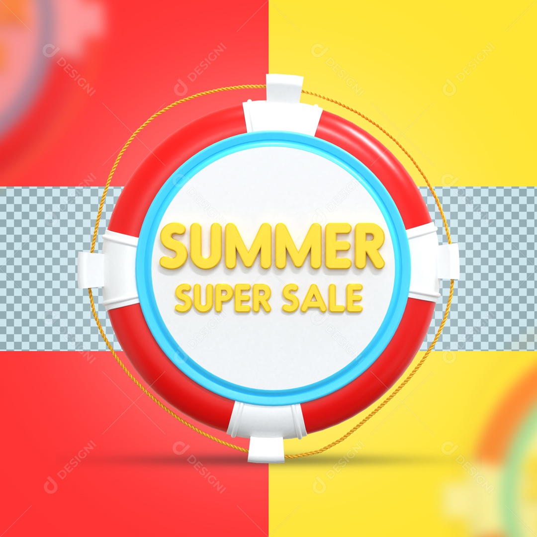 Elemento De Boia Salva Vidas E Super Venda De Verão Para Composição 3D PSD