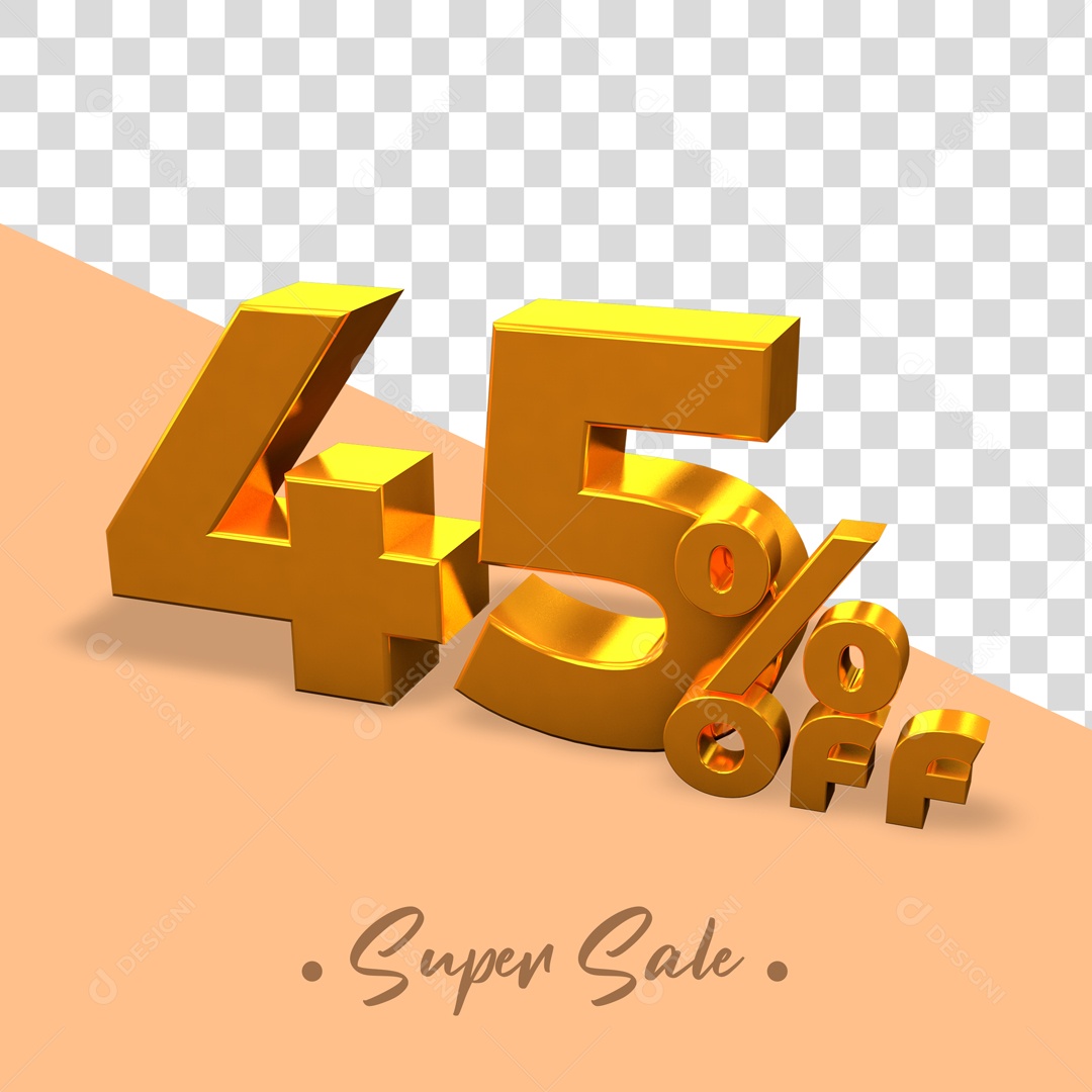 Elemento De Numero 45% Desconto Dourado Para Composição PSD