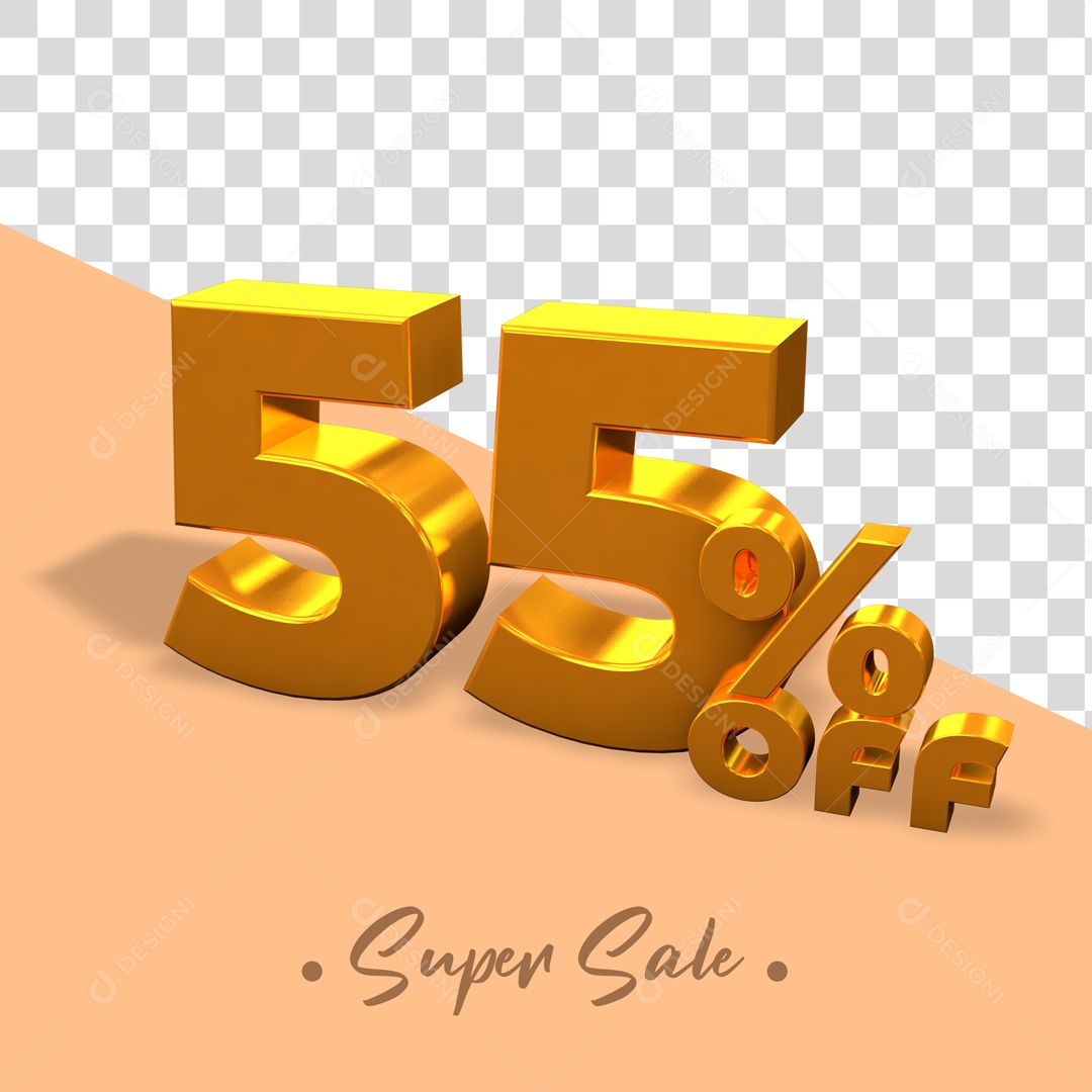 Elemento De Numero 55% Desconto Dourado Para Composição PSD
