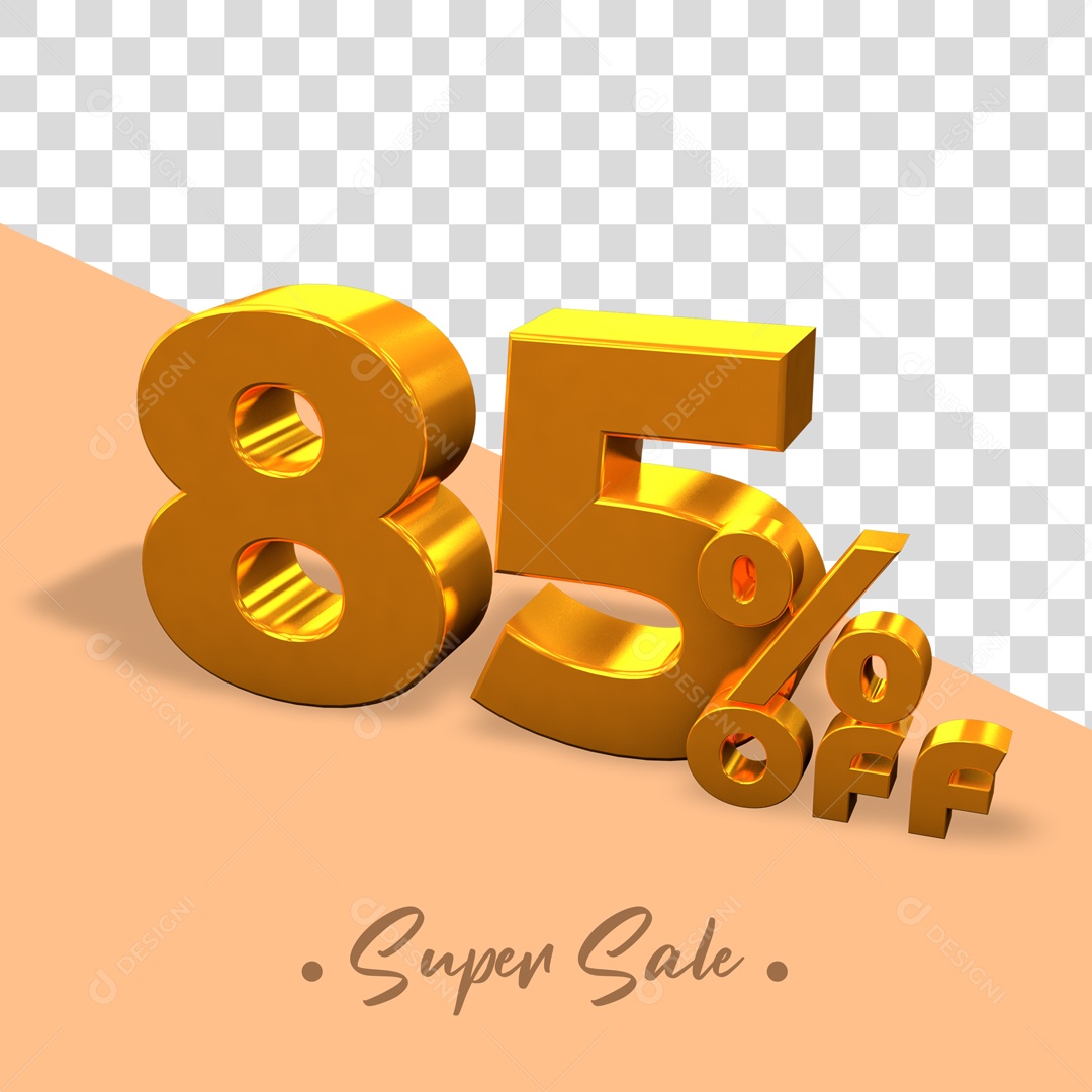 Elemento De Numero 85% Desconto Dourado Para Composição PSD