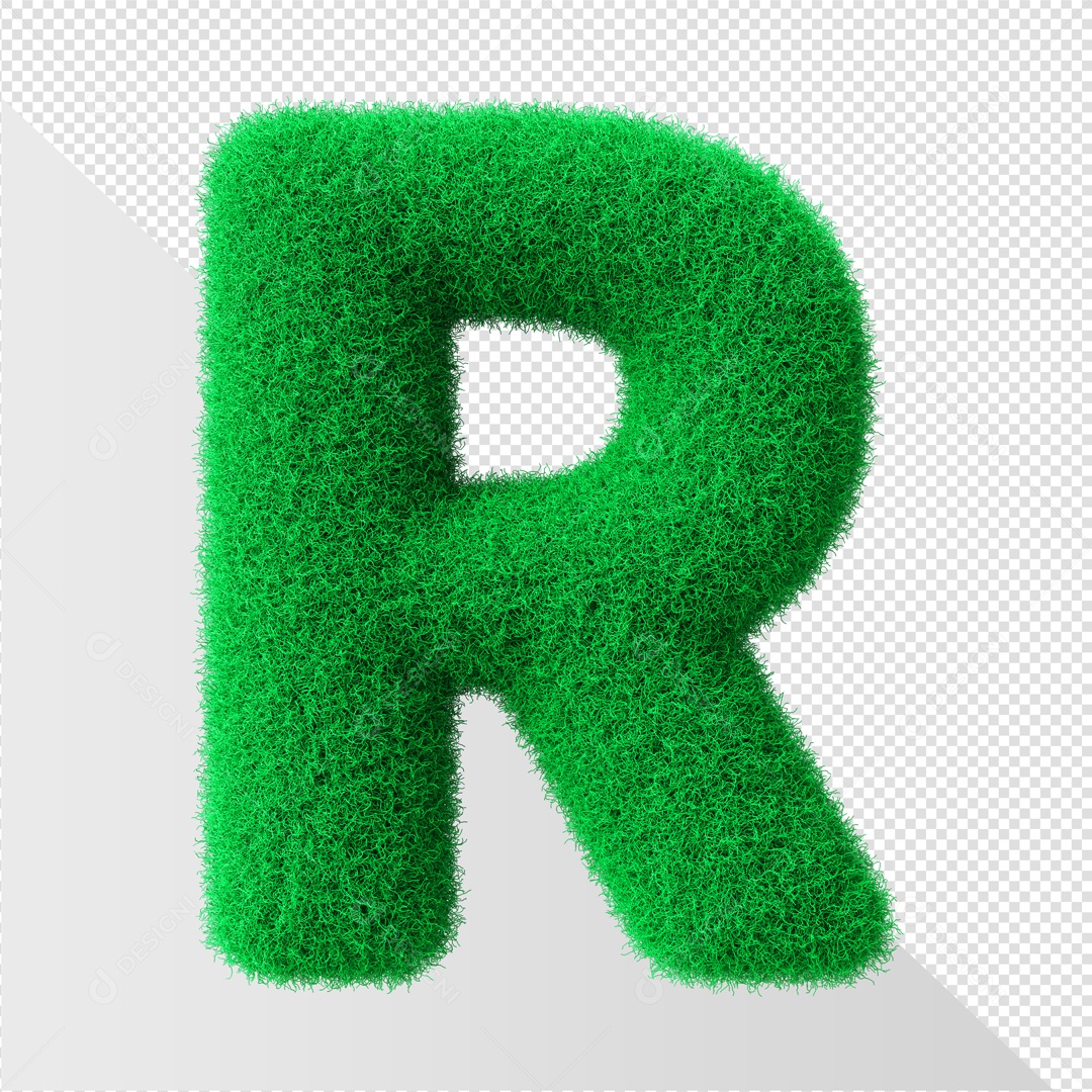 Alfabeto Letra R Verde Elemento 3D Para Composição PSD