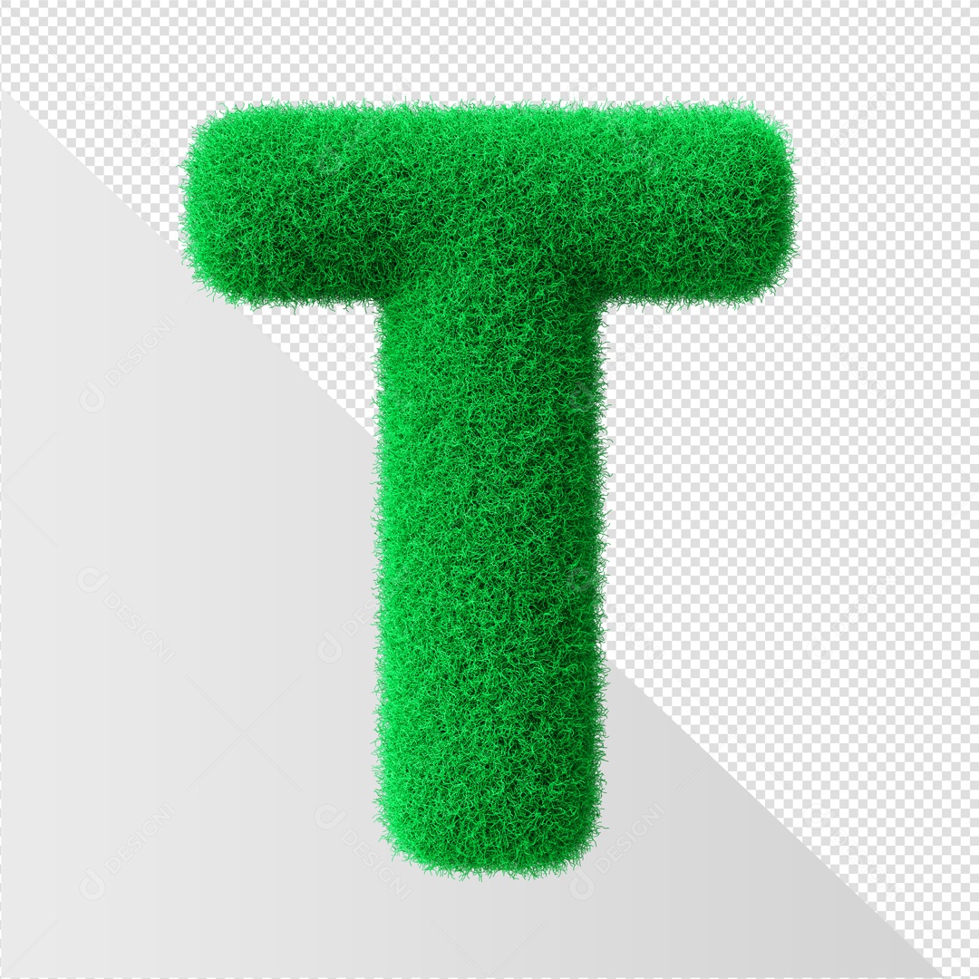 Alfabeto Letra T Verde Elemento 3D Para Composição PSD