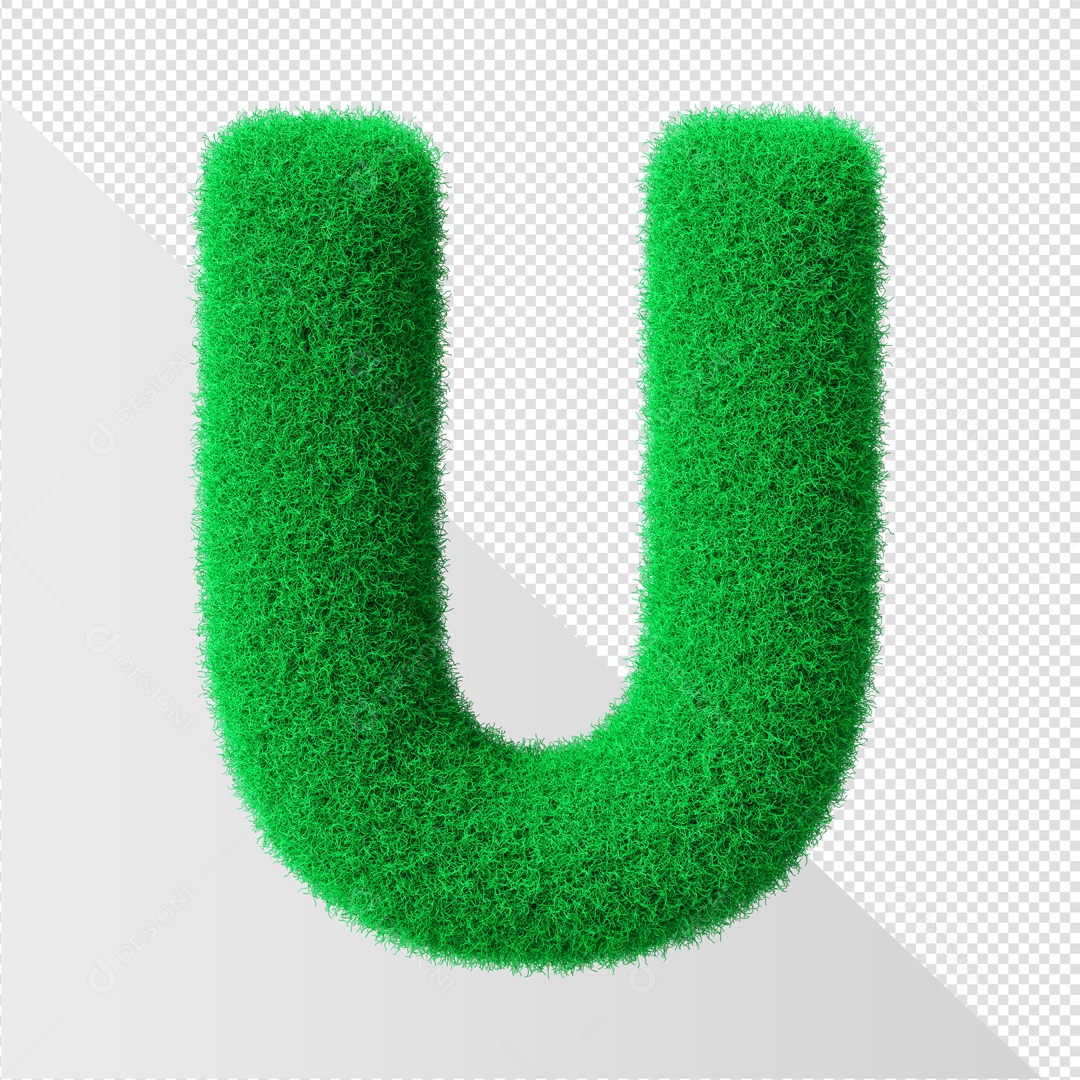 Alfabeto Letra U Verde Elemento 3D Para Composição PSD
