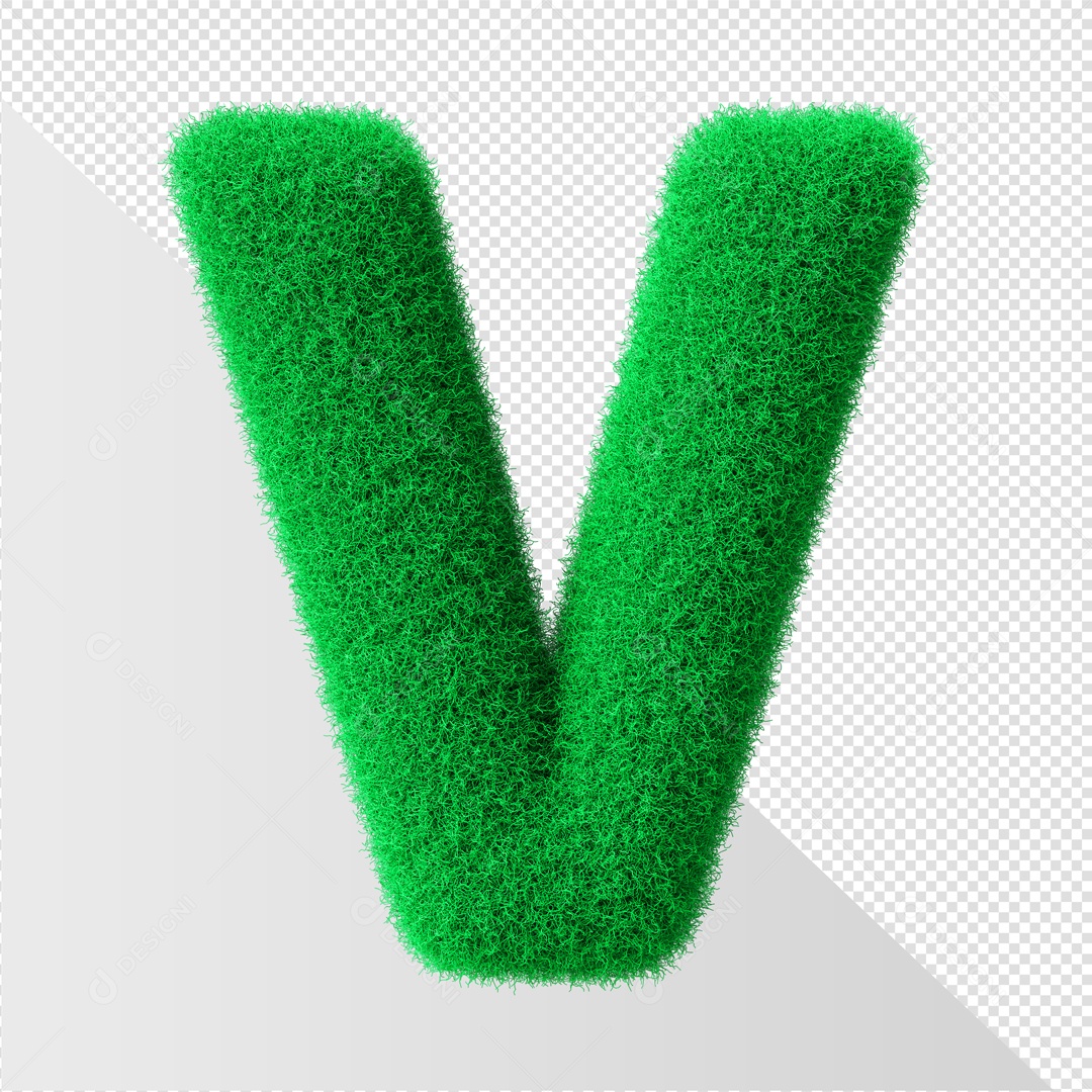 Alfabeto Letra V Verde Elemento 3D Para Composição PSD