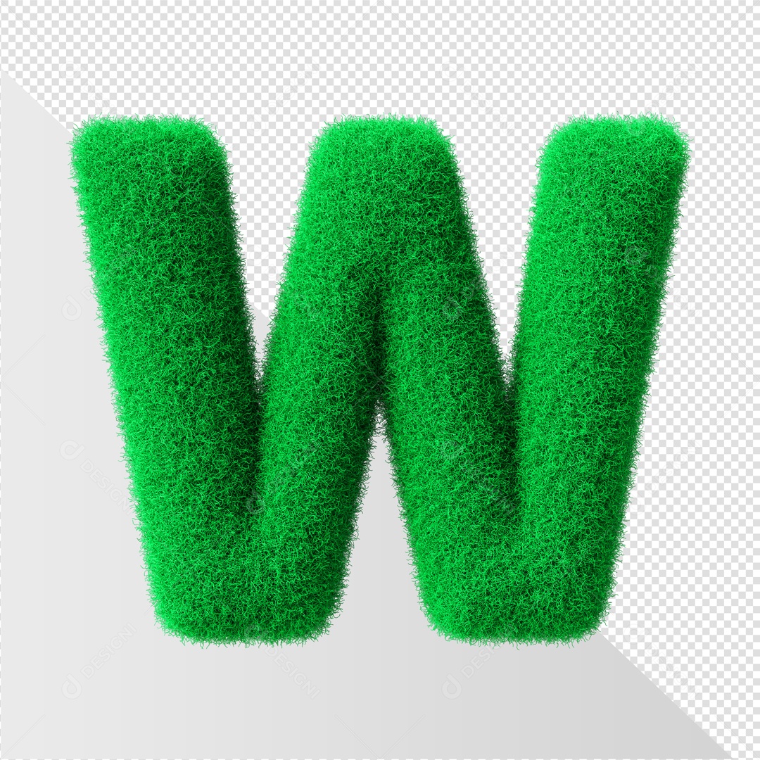 Alfabeto Letra W Verde Elemento 3D Para Composição PSD