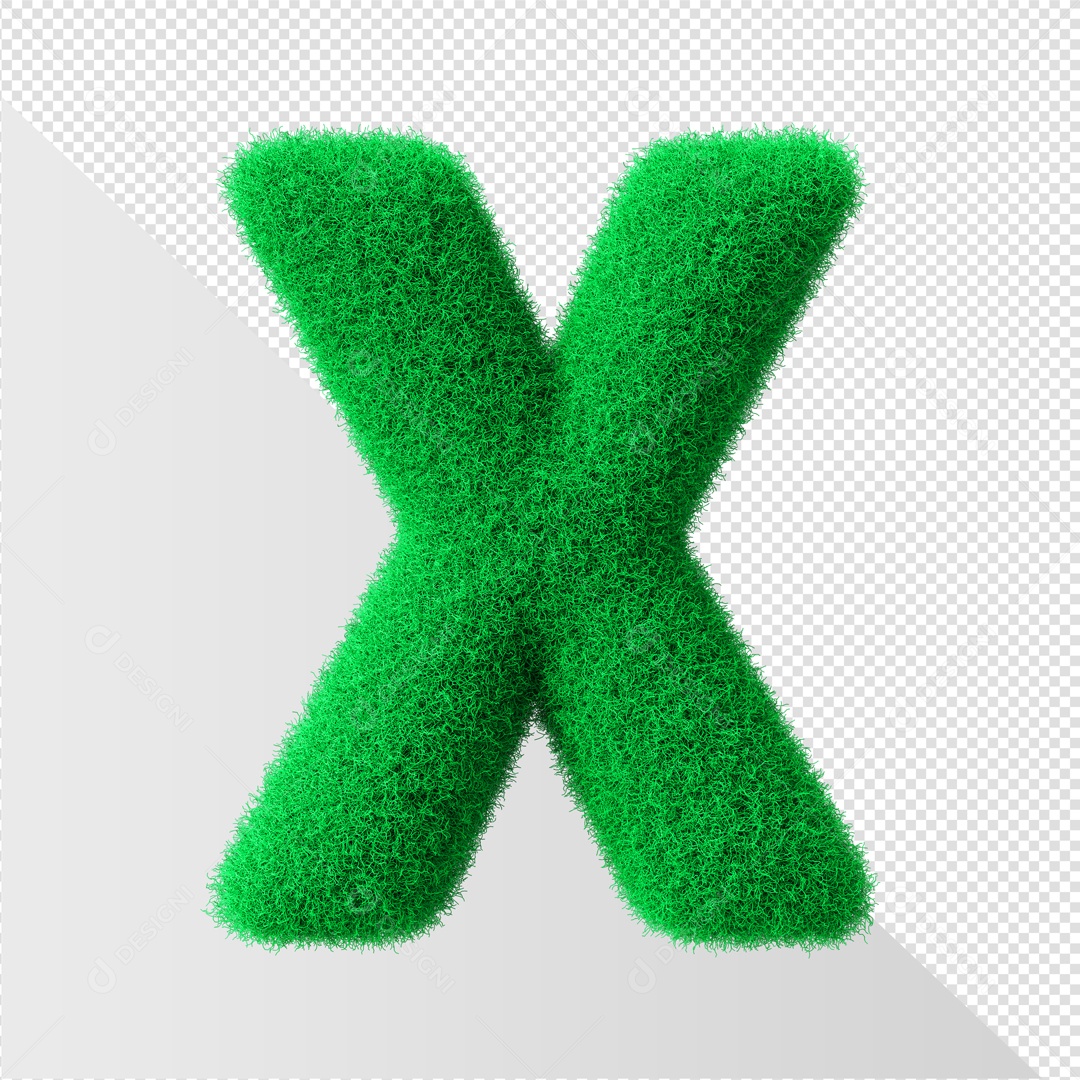 Alfabeto Letra X Verde Elemento 3D Para Composição PSD